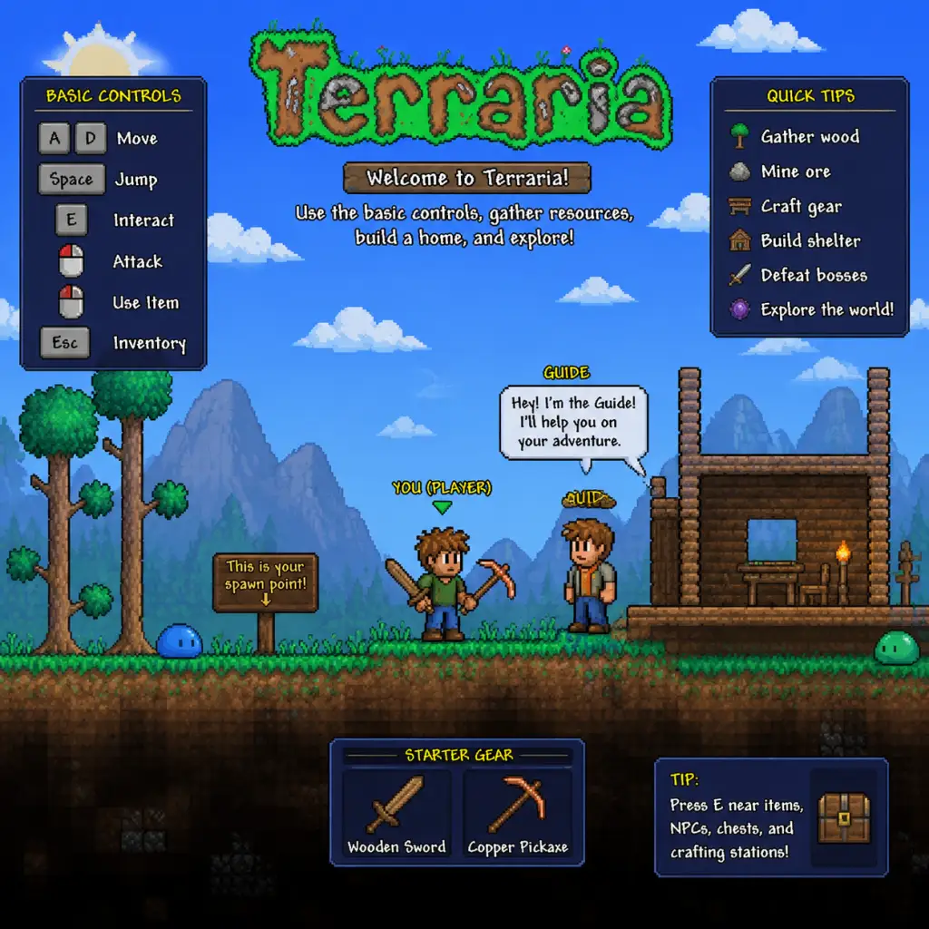Terraria Getting Started guide screenshot