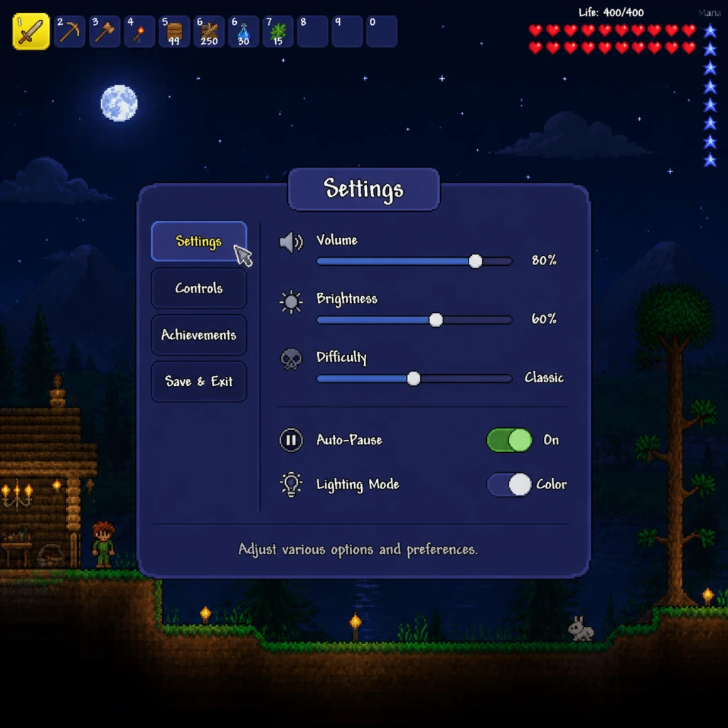 Terraria Game Settings guide screenshot