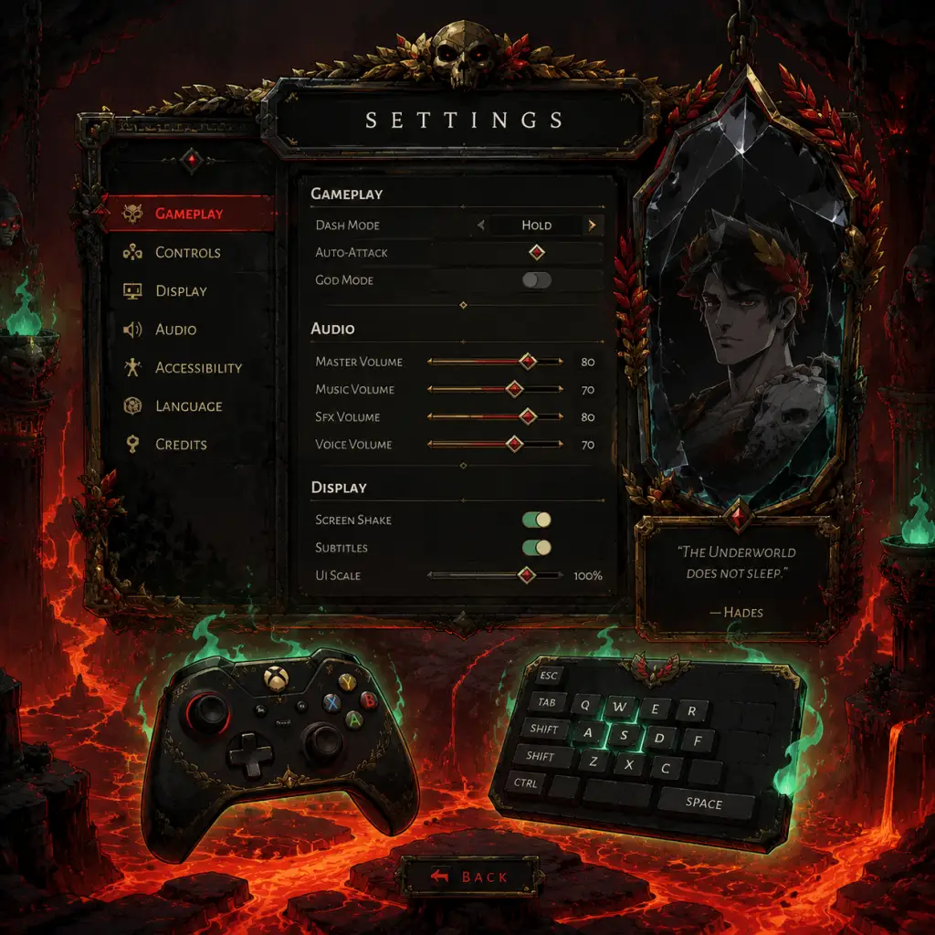 Hades Game Settings guide screenshot