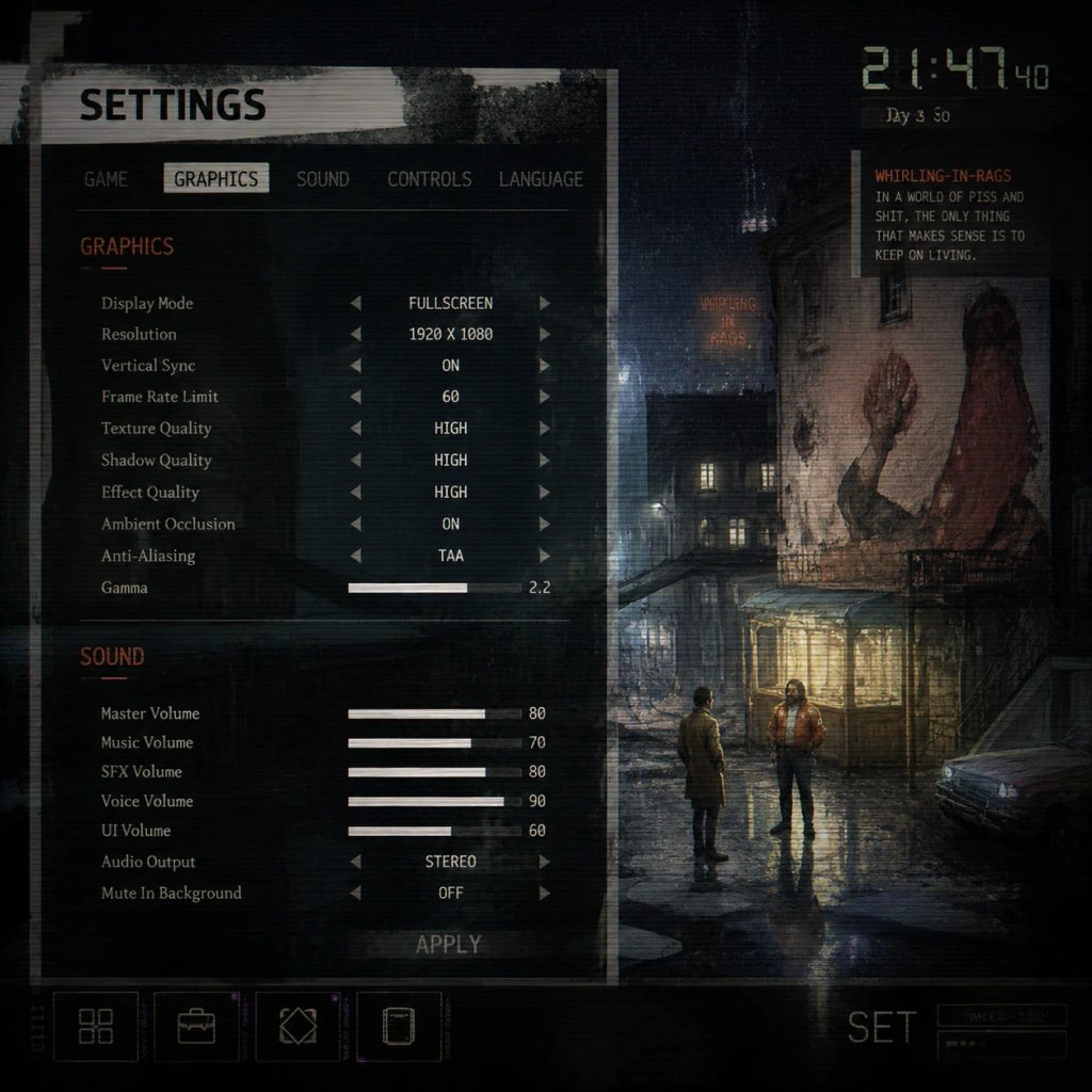 Disco Elysium Game Settings guide screenshot