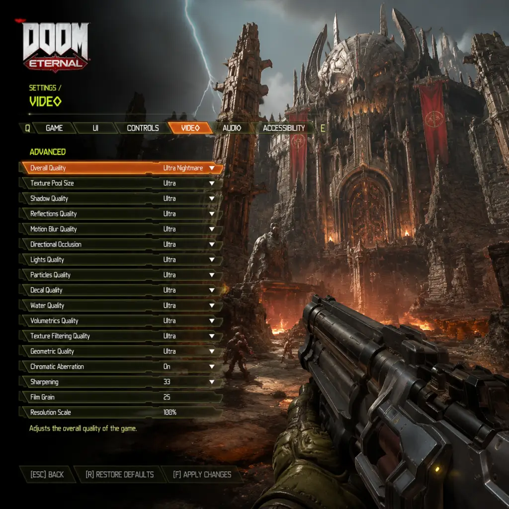 Doom Eternal Game Settings guide screenshot