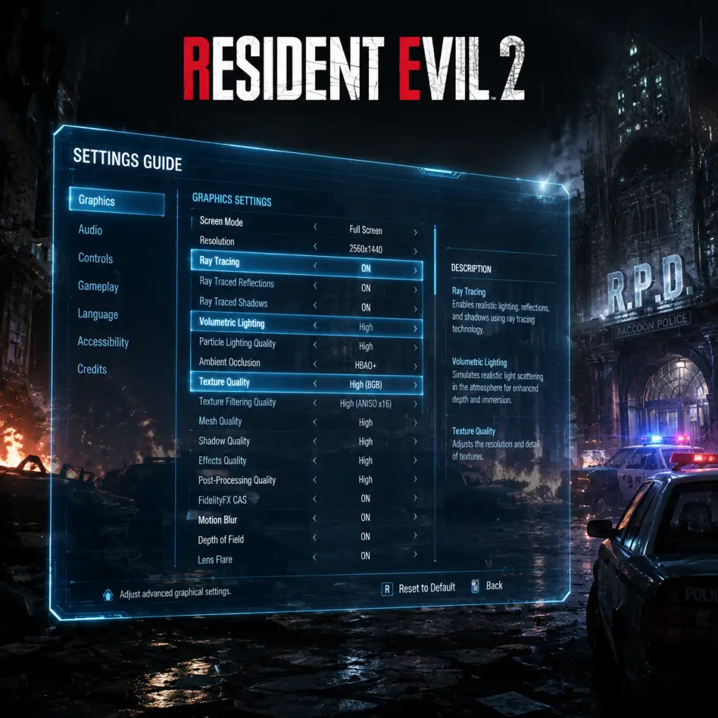 Resident Evil 2 Game Settings guide screenshot