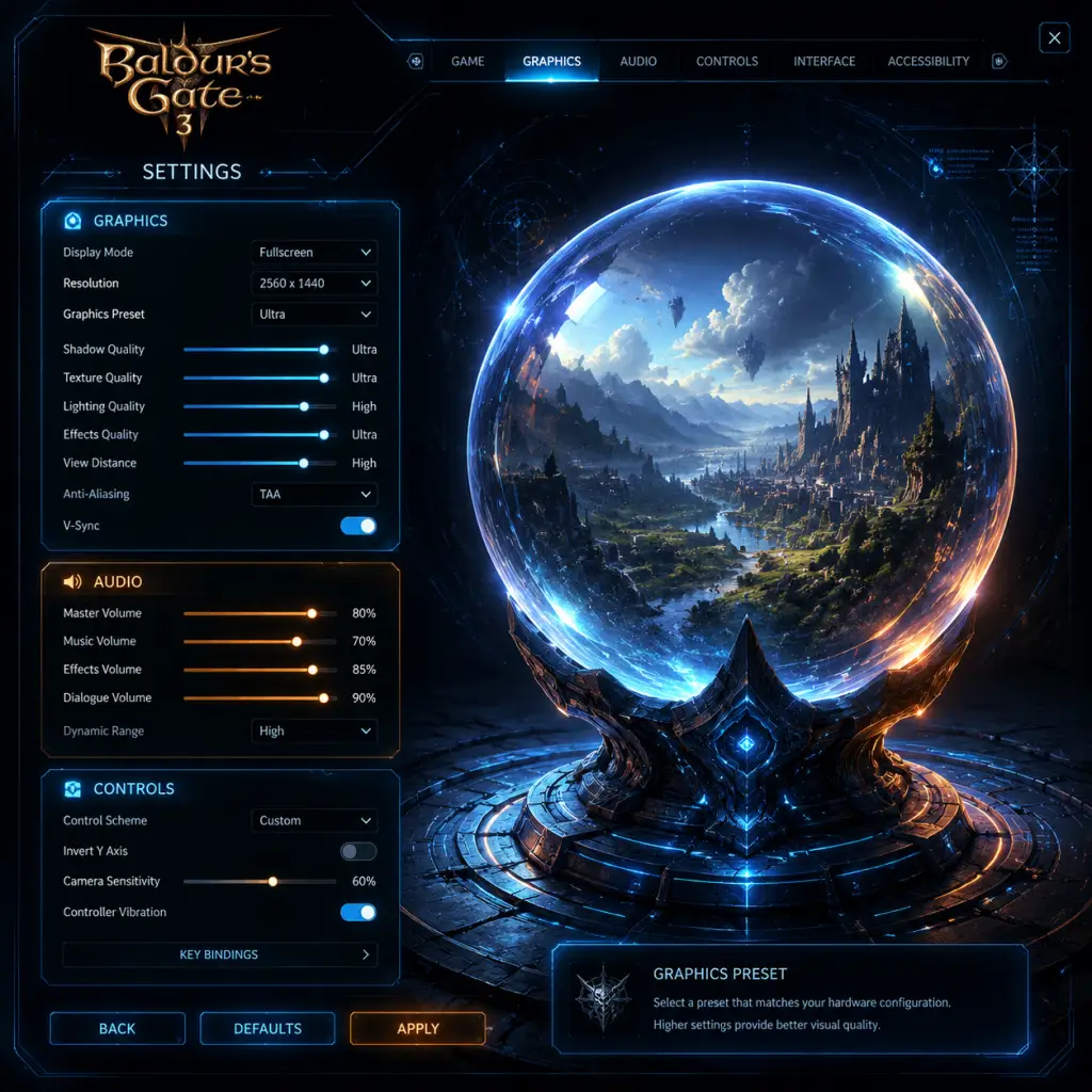 Baldur's Gate 3 Game Settings guide screenshot