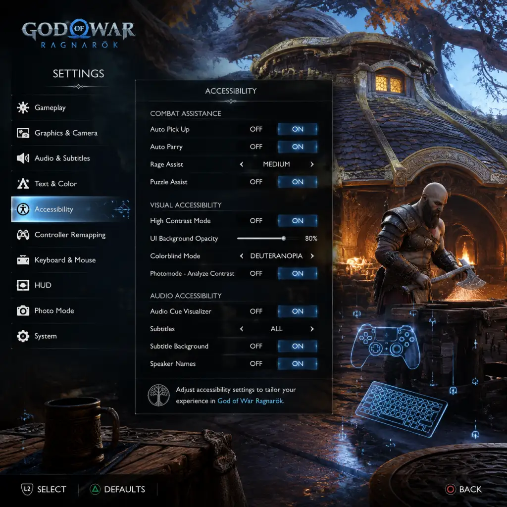 God of War Ragnarök Game Settings guide screenshot