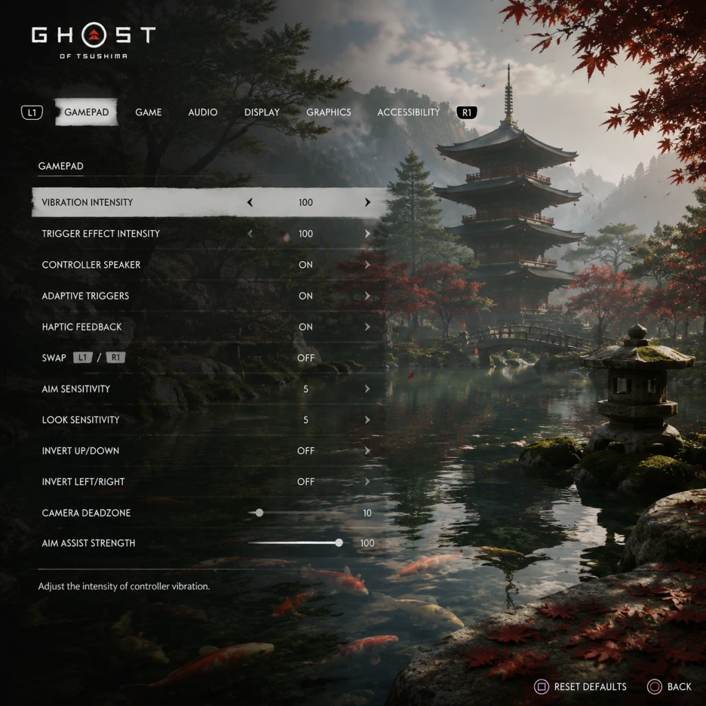 Ghost of Tsushima Game Settings guide screenshot