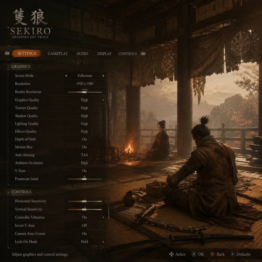 Sekiro: Shadows Die Twice Game Settings guide screenshot
