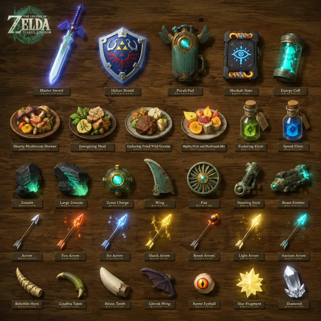 The Legend of Zelda: Tears of the Kingdom All Game Items guide screenshot