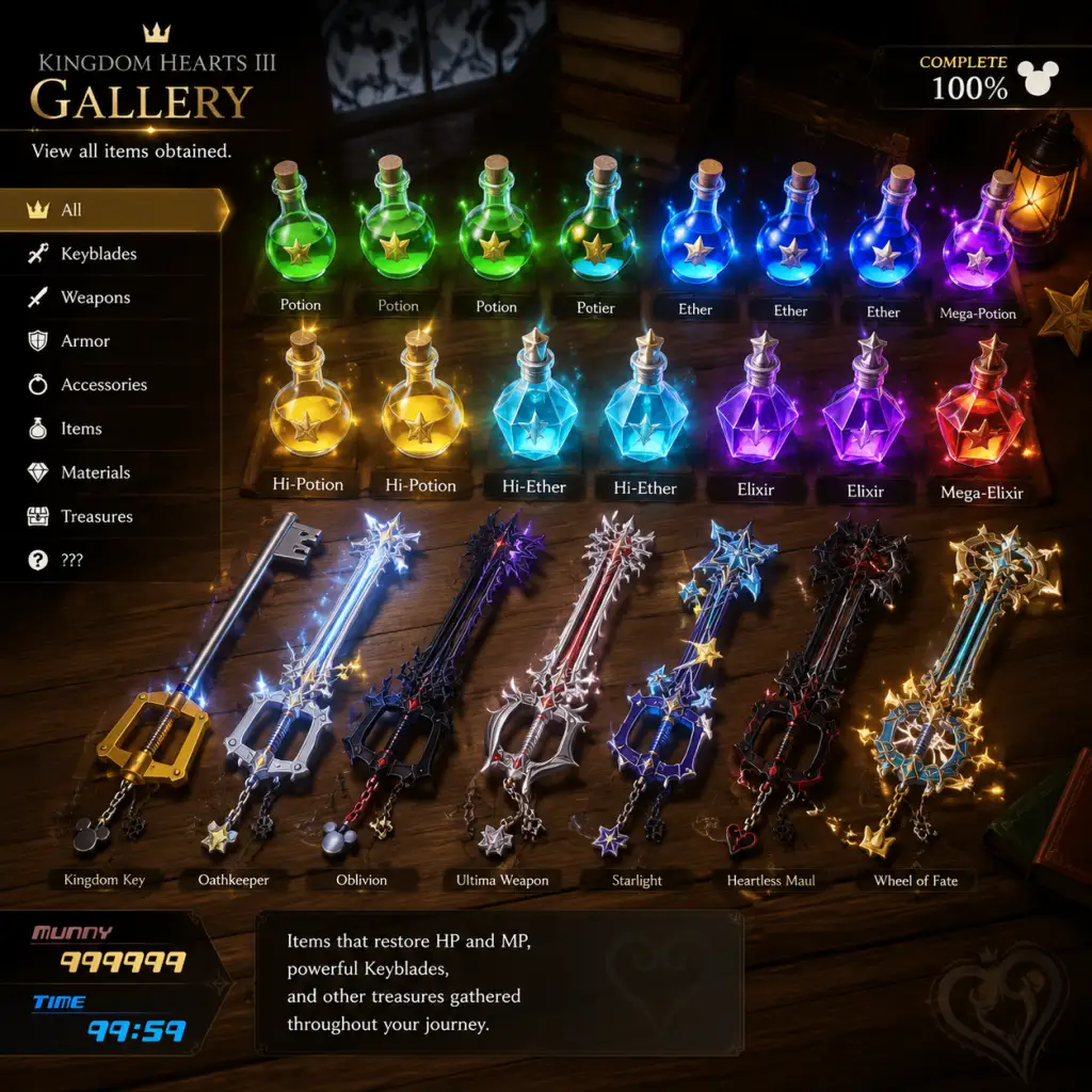 Kingdom Hearts III All Game Items guide screenshot
