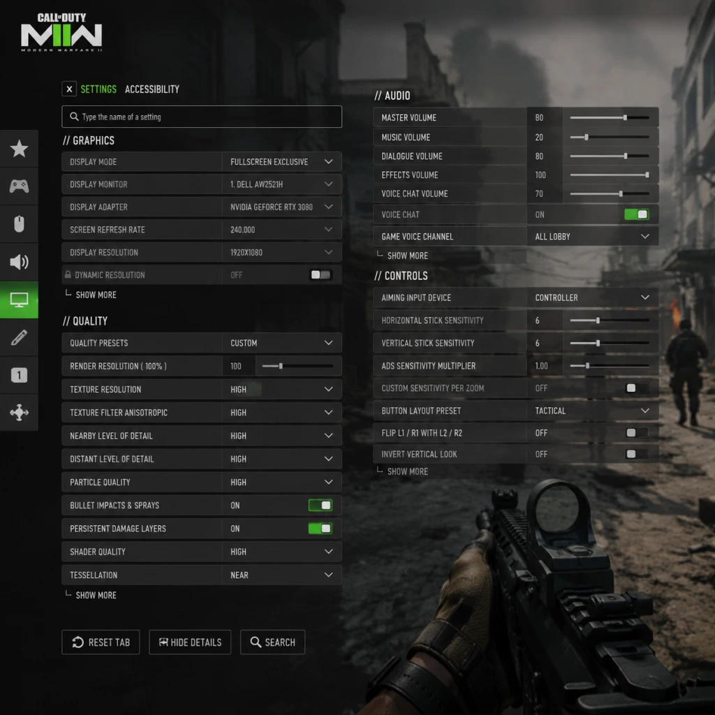 Call of Duty: Modern Warfare II (2022) Game Settings guide screenshot
