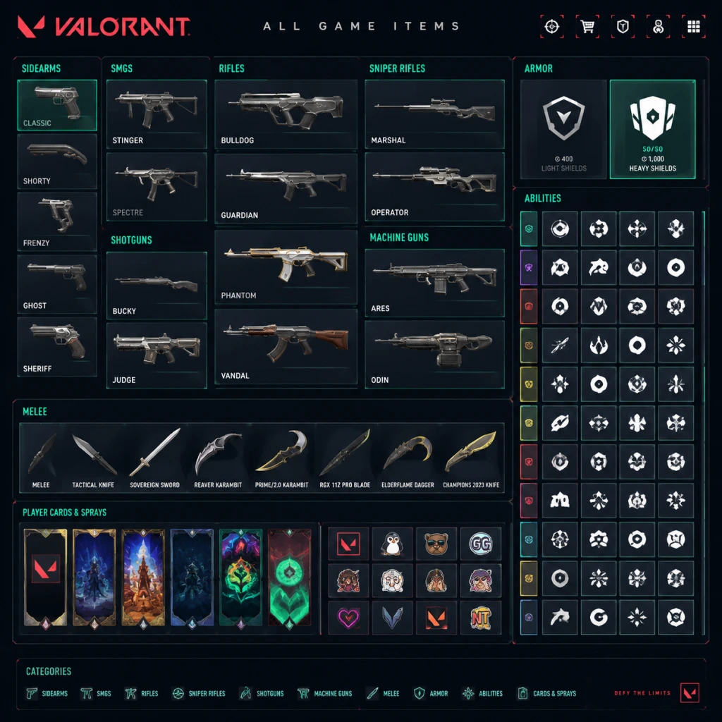 Valorant All Game Items guide screenshot