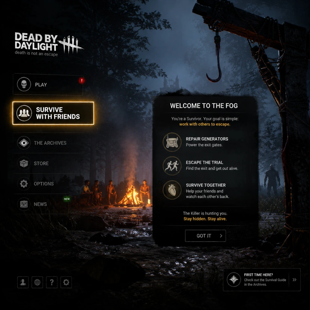 Dead by Daylight Getting Started guide screenshot