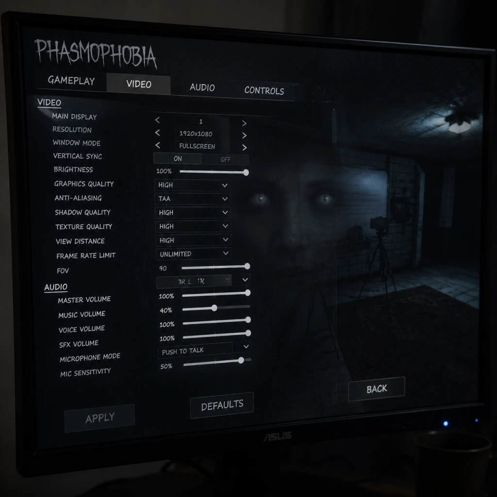 Phasmophobia Game Settings guide screenshot
