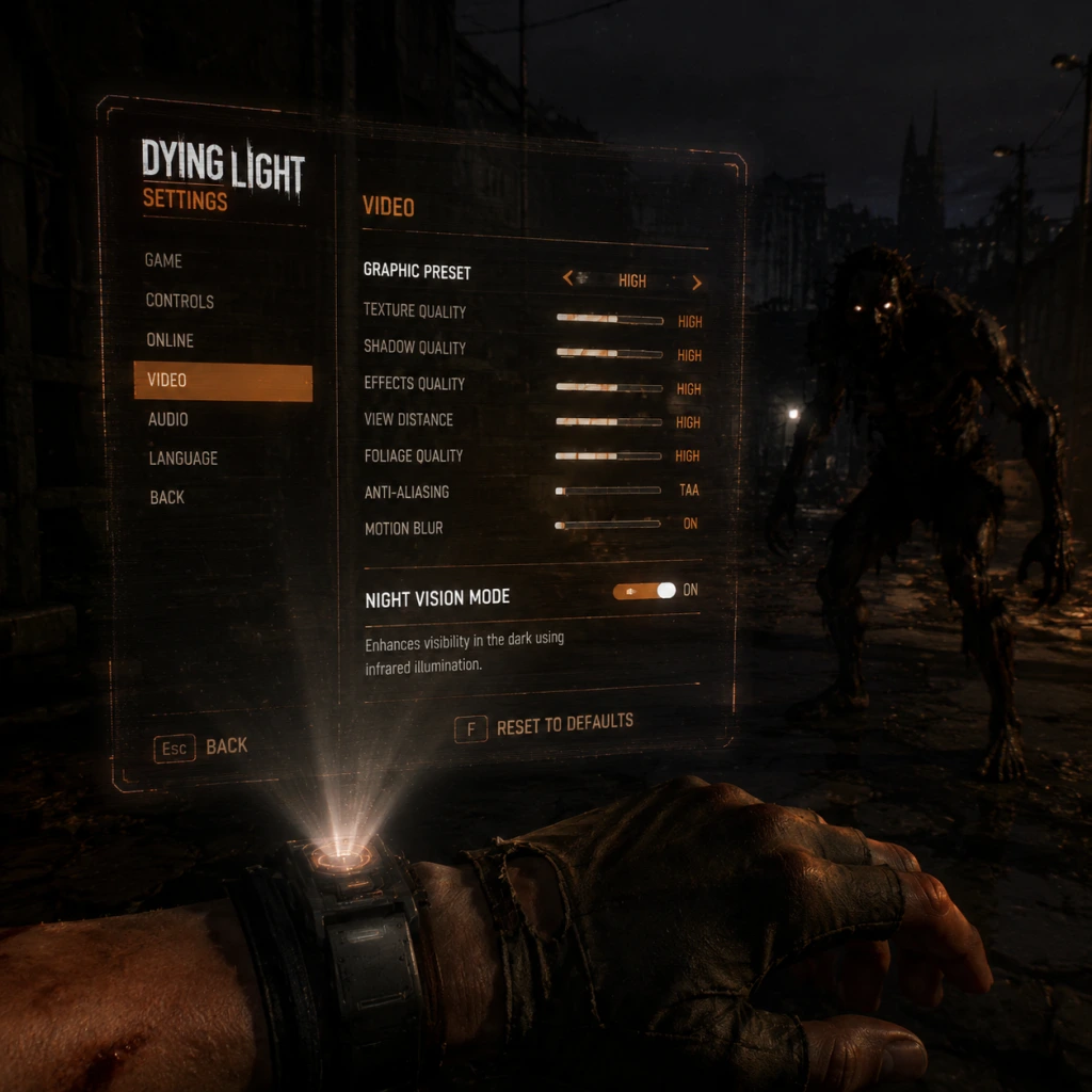 Dying Light Game Settings guide screenshot